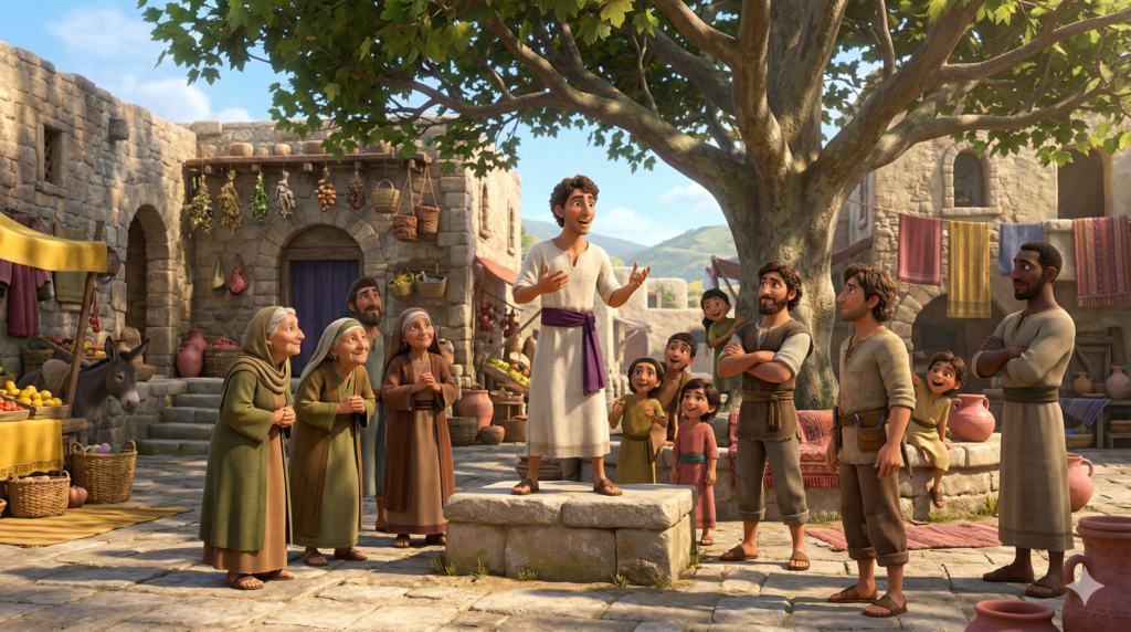 Quem Eram os Samaritanos e Por Que Foram Rejeitados na Bíblia? 4 Filipe pregando aos samaritanos em praça de vila antiga conforme o livro de Atos