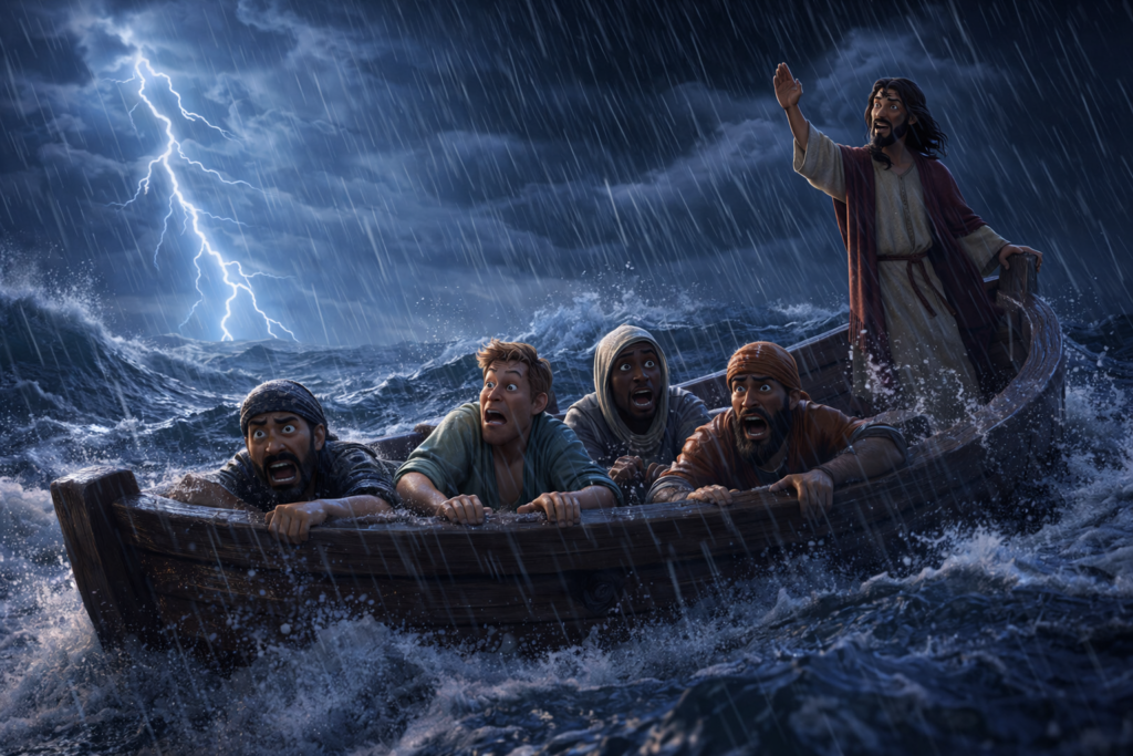 Mar da Galileia na Bíblia: os eventos, os nomes e o que poucos sabem sobre esse lugar 2 Tempestade no mar da Galileia na bíblia com discípulos assustados no barco