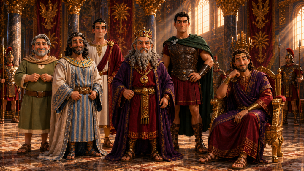 Representação dos Seis Herodes na Bíblia Sagrada.