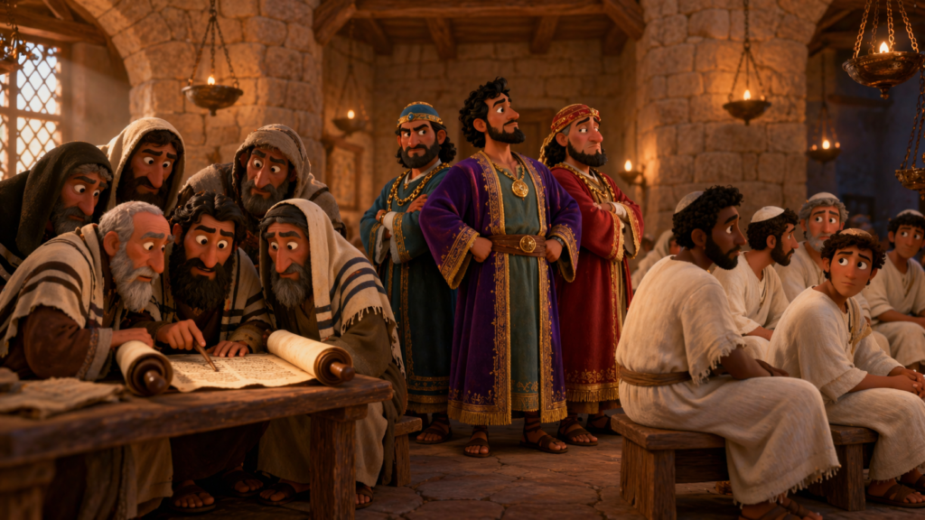 Três grupos religiosos divididos dentro de uma sinagoga no período sem profetas